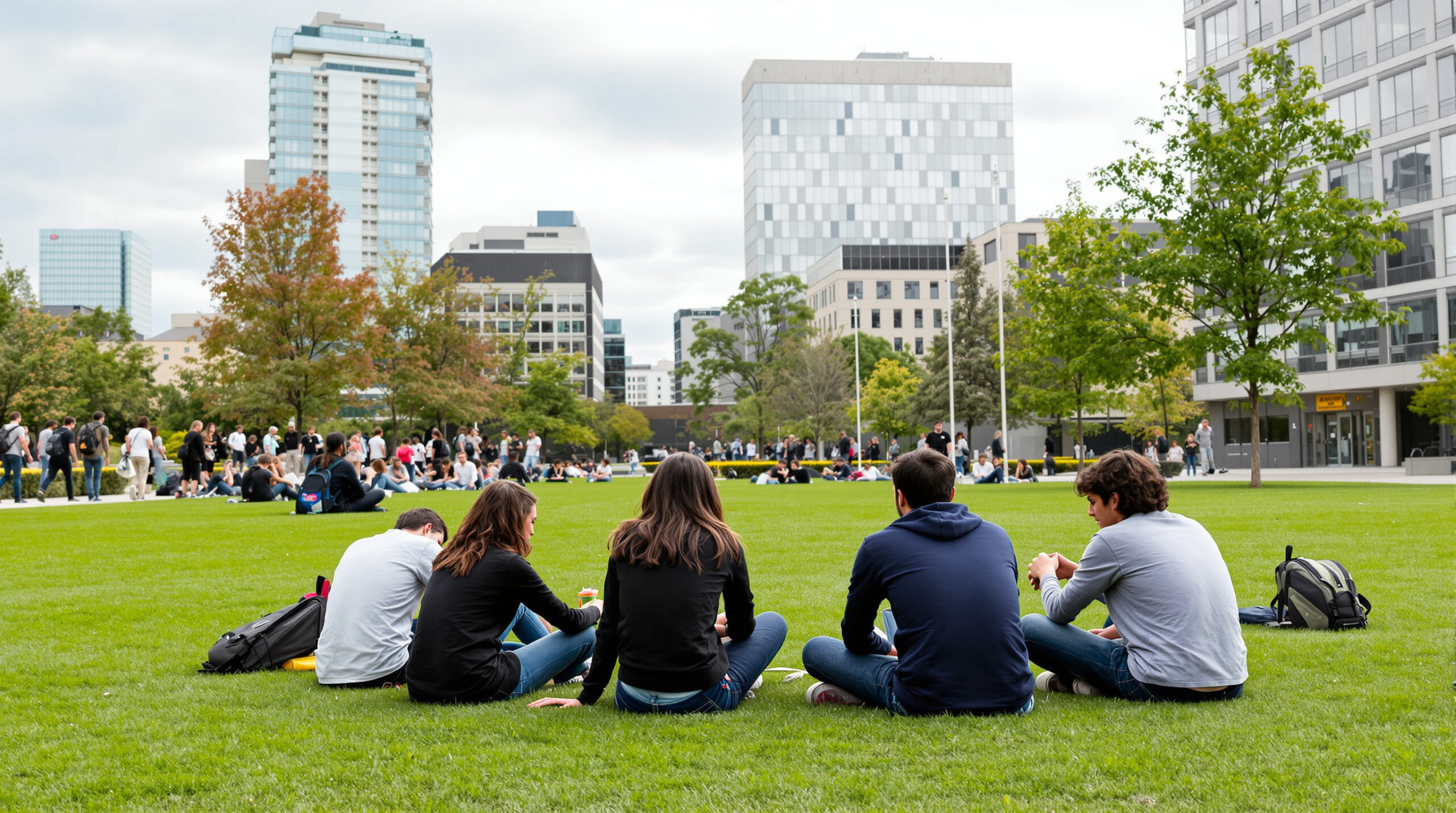 &eacute;tudiants_campus_verdoyant