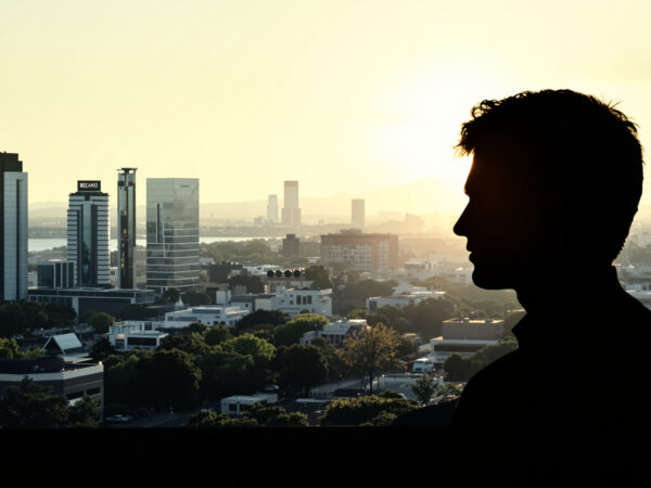 ObservateurSilhouetteBanque