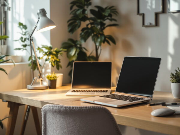 bureau-lumineux-ordinateur-plantes